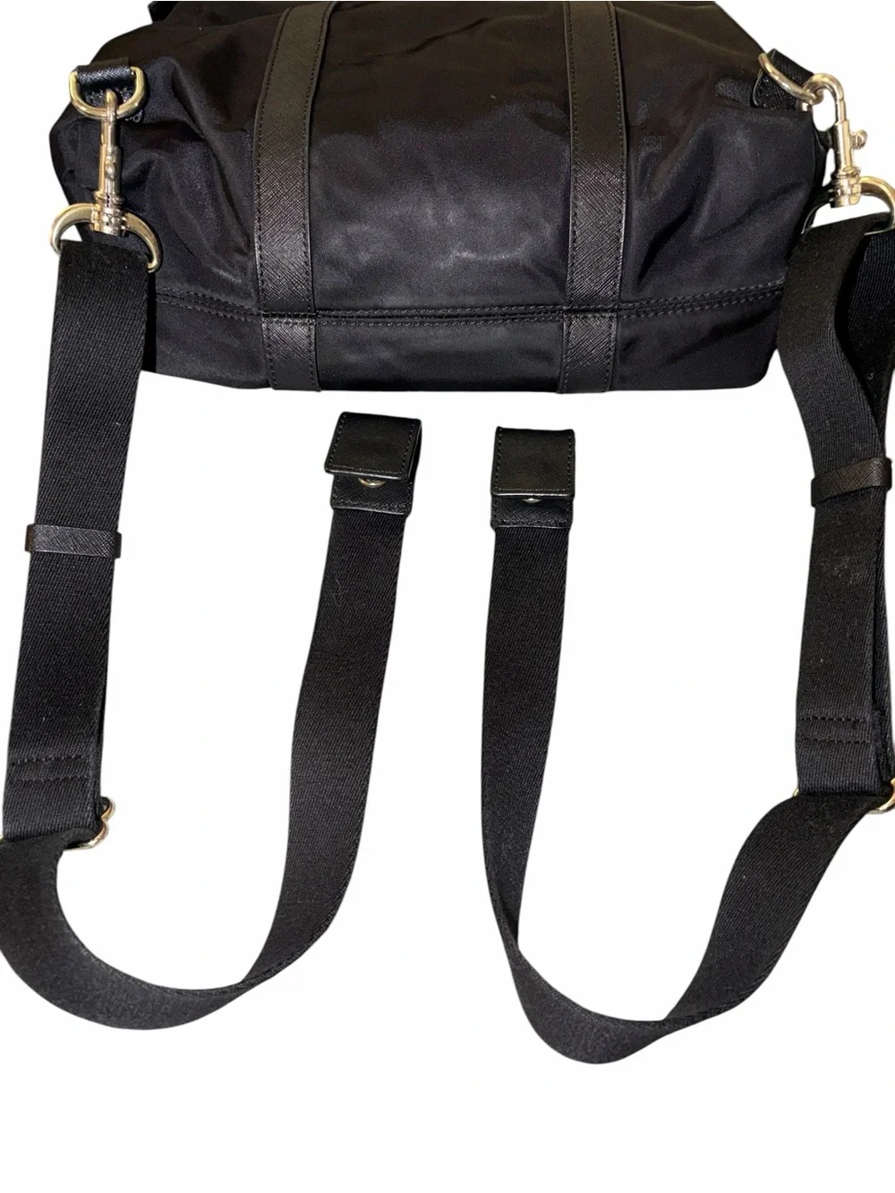 Henri Bendel Jetsetter Convertible Backpack Black Nylon Leather Wardrobe Staple